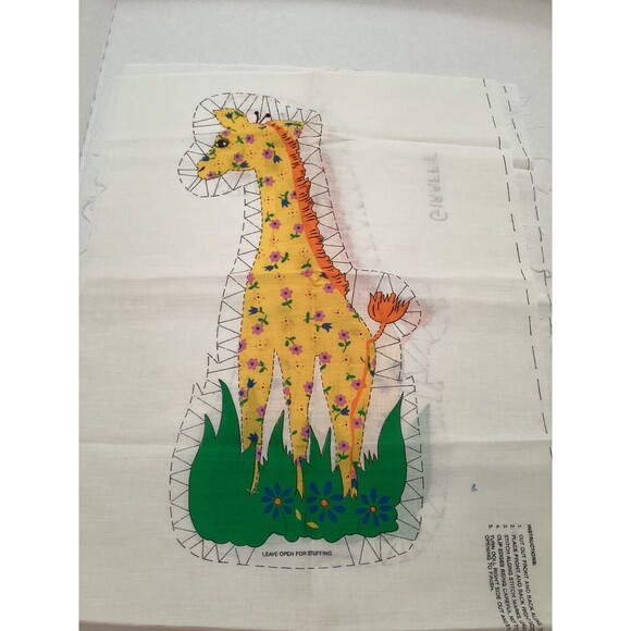 Vintage Sew It Yourself 18 Inch Giraffe Doll Pillow Stitch & Turn Craft Pattern - Picture 2 of 5